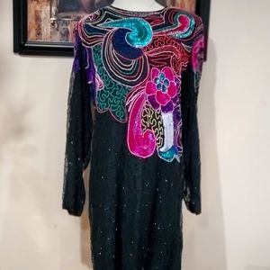 Beaded & Sequin Evening Dress